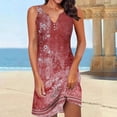 thumbnail image 2 of Dresses for Women, Womens Boho Floral Printed Button V Neck Sundress Summer Beach Vacation Sleeveless Tunic Dress, 2 of 5