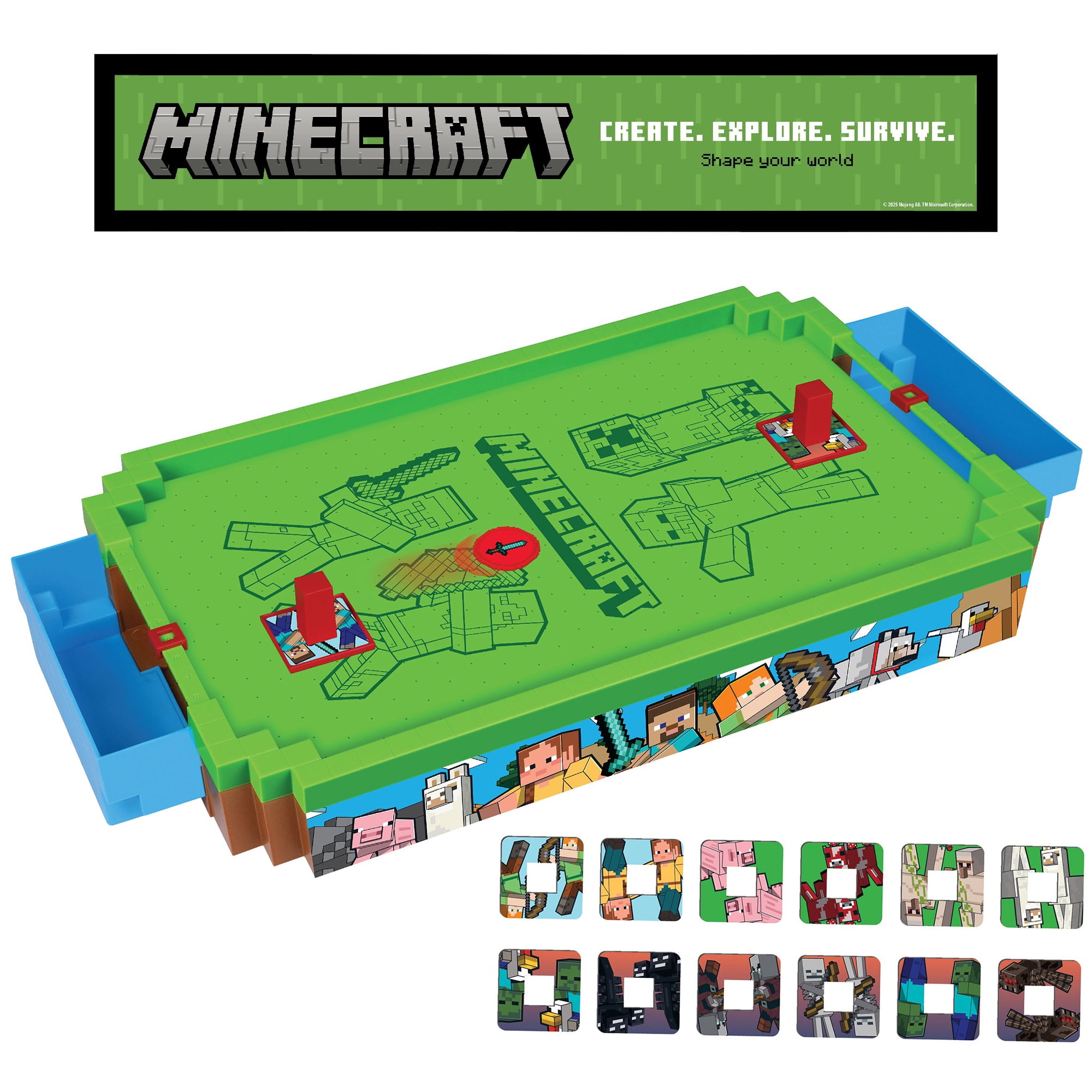 Minecraft: Arcade Air Hockey - Overworld -Premium Series, 21" Motorized Tabletop Game, Iconic Sounds, Licensed Collectible Toy, Adult-Kid 3+, 2 Player