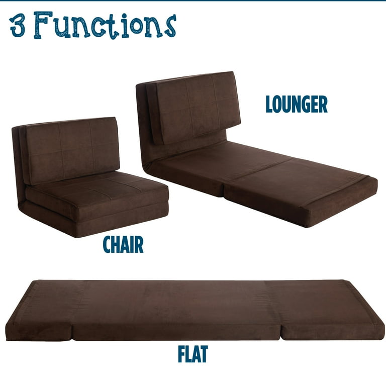 Your Zone Ultra Soft Suede 3 Position Convertible Flip Lounge Chair, Brown Your Zone Ultra Soft Suede 3 Position Convertible Flip Lounge Chair, Brown