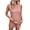 Pink, variant on Women's Waffle Two Piece Set, Sleeveless Crew Neck Tank Top with Side Pocket Craft, Matching High Waist Short Pants, Soft Texture Casual Outfit for Summer Daily Leisure Lounging