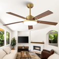 thumbnail image 1 of Ventilador de techo Vaczon de 52" negro y dorado con luz LED, 6 velocidades, 1 of 9
