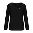 thumbnail image 5 of AXXD Womens Dressy Tops Black Basic Summer 2024 Casual Shirt Solid Long Sleeve Solid V-Neck BUttons Pullover Blouse Tops, 5 of 7