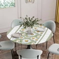 thumbnail image 5 of Sage Green Daisy Round Tablecloth for 36-44 Inch Tables, Fitted Table Cover with Elastic Edge, Farmhouse Floral Green Striped Waterproof Outdoor Table Cloth Protector for Patio Garden Dinner Picnic, 5 of 9