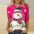 thumbnail image 2 of Bcresic Women's Christmas Snowman Tops Womens Crewneck 3/4 Sleeve Tshrit Cute Xmas Tree Snowflake Graphic Shirts Trendy Festival Printed Tunic Top Fall Basic Tee Casual Blouses,Hot Pink,Medium, 2 of 6