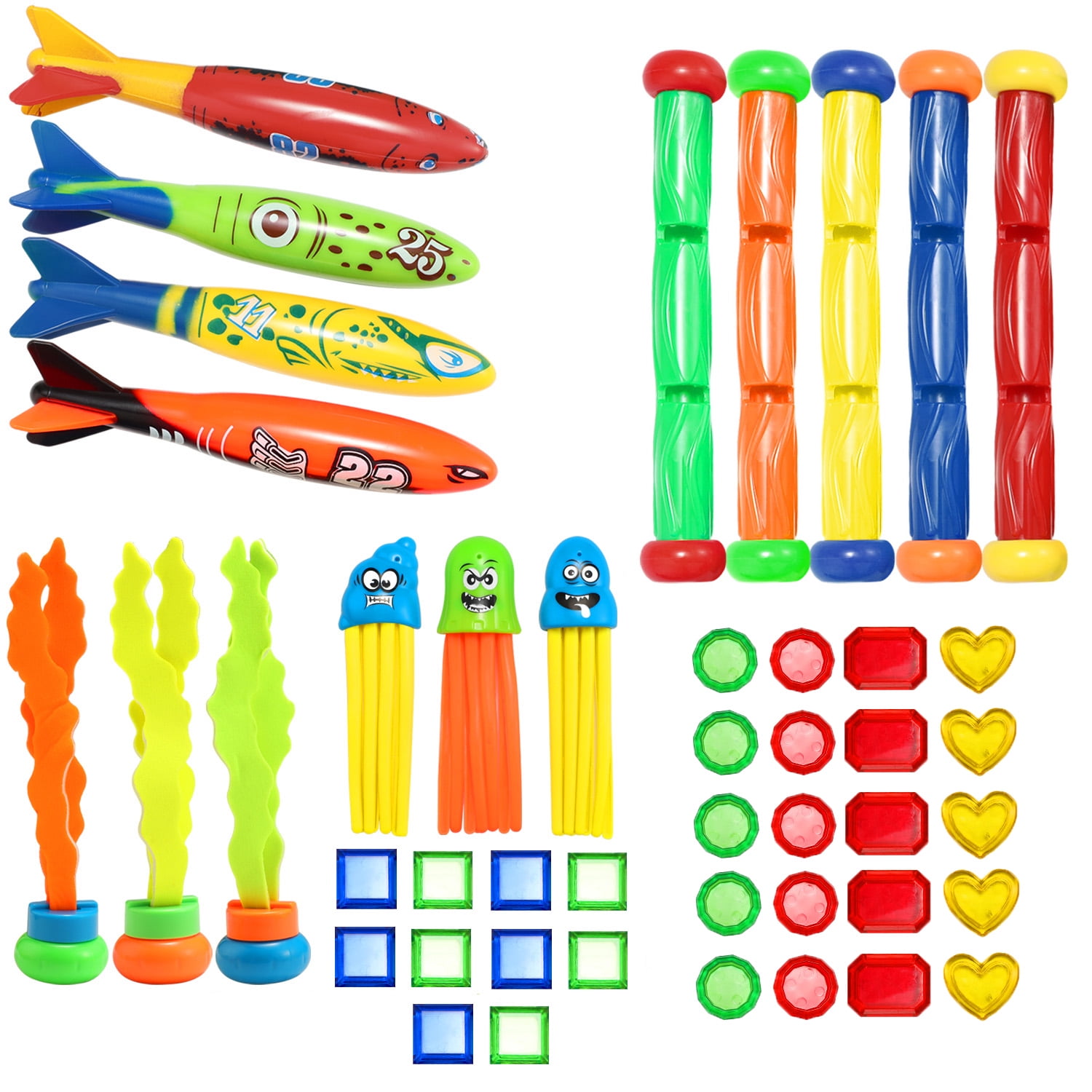 Underwater Diving Pool Toys Set Bright Colors Durable Diving