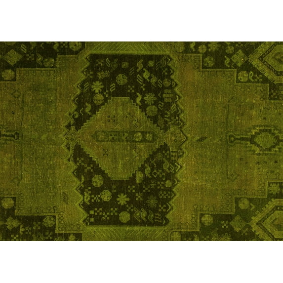 Ahgly Company Indoor Rectangle Abstract Yellow Modern Area Rugs, 3' x 5'