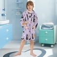 thumbnail image 5 of FORMRS Niños Bathrobe Unisex Hooded Robe Soft Plush Pajamas Sleepwear, Size 7-9T, Light Purple Halloween Black Cat, 5 of 7