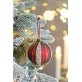thumbnail image 4 of A&B Home Set of 6 Red Glass Ball Hanging Ornaments with Glitter Stripe 3.9" x 3.9" x 3.9, 4 of 8