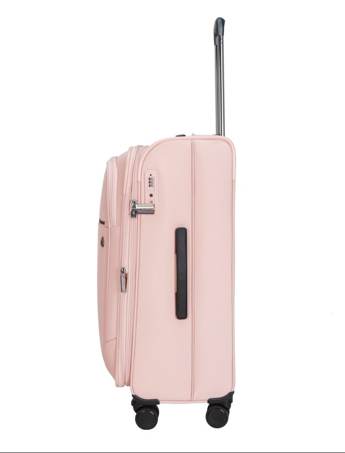 btL 28-inch Nylon Softside Expandable Checked Upright Luggage With 360 Spinner Wheels and Divider Pockets, Rose Smoke