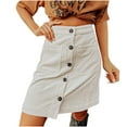 thumbnail image 1 of Besolor Womens Corduroy Skirts Fall Winter High Waisted Button down A-Line Short Mini Skirt with Pockets Plus Size, 1 of 3