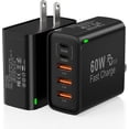 thumbnail image 2 of LAWONP-2Pack USB C Fast Charger Block, Total 60W 5-Port USB C Wall Charger 30W Type C Charging Block, 2USB C+3USB A PD 3.0 Multiport Charging Cube for iPhone 17 16 15 14 Pro Max, G-alaxy S26 S25 Ultr, 2 of 3