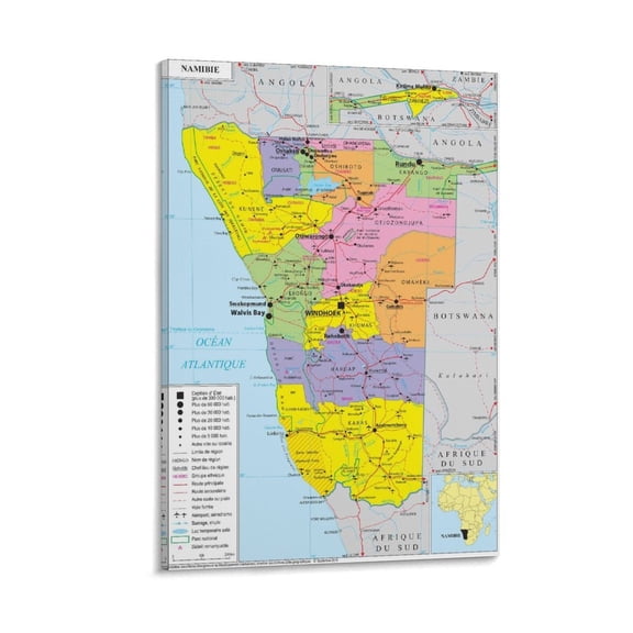 Namibia Map Poster Wall Art Poster Gifts Bedroom Prints Home Decor Hanging Picture Canvas Painting Posters 12x18inch(30x45cm)