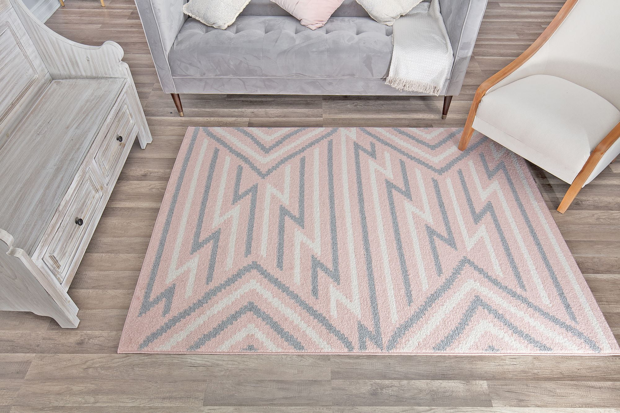 Rugs America Mika MO10A Strawberry Milk Geometric Contemporary Pink Area Rug, 8'x10'