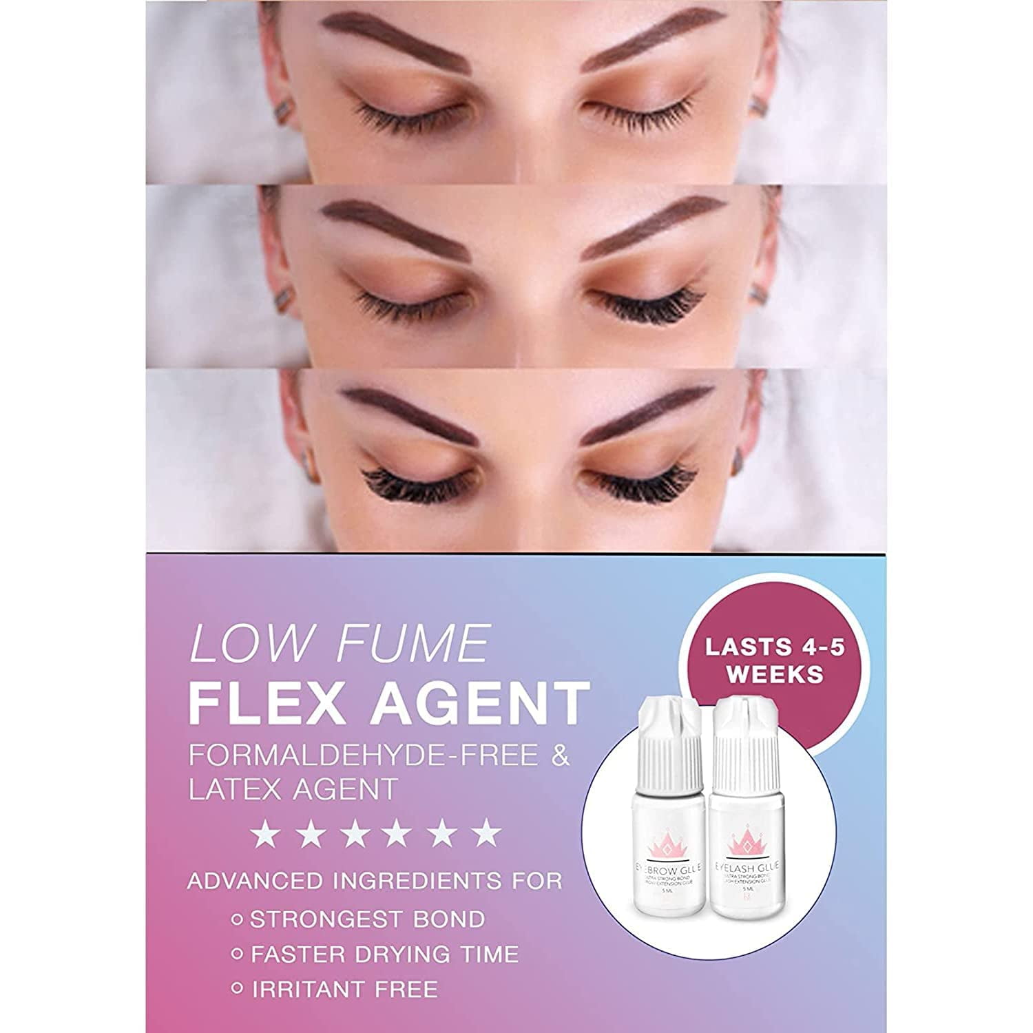Eyebrow Extensions Kit with 2 Trays of Mink Eyebrows in Black and Dark Brown, Eyebrow Glue Clear & Extension Tweezers, Comes on Mixed Length Trays 5-8 mm Mix (Black & Dark Brown, Violet Tweezer)
