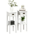 thumbnail image 2 of HOMCOM 2-Tier Side Tables with Drawer, Narrow End Tables with Bottom Shelf, for Living Room, Set of 2, White, 2 of 9