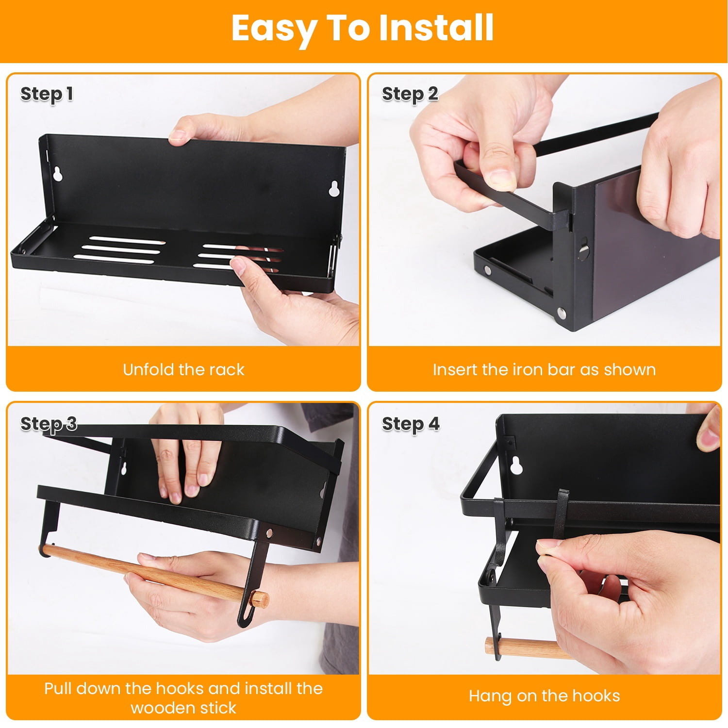 Magnetic Spice Rack for Refrigerator TeqHome 2Pcs Magnetic Fridge Shelf with Hooks Seasoning Organizer Gadgets for Metal Surface