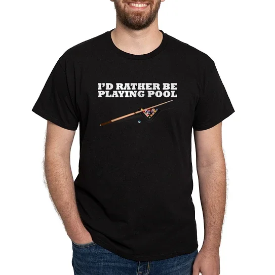 CafePress - Id Rather Be Playing Pool T Shirt - Men's Classic Cotton T-Shirts