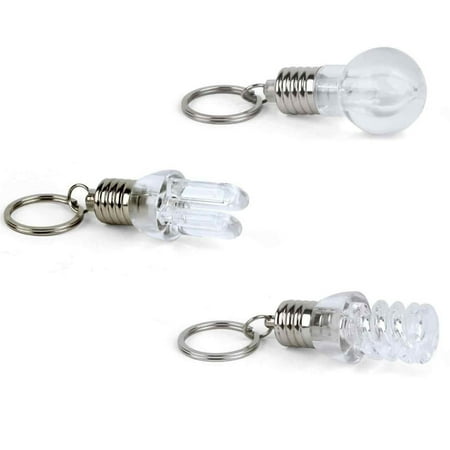 Light Bulb Rings - Kikkerland LIGHT BULB LED Keychain key ring choice of 3 shapes:spiral U or round