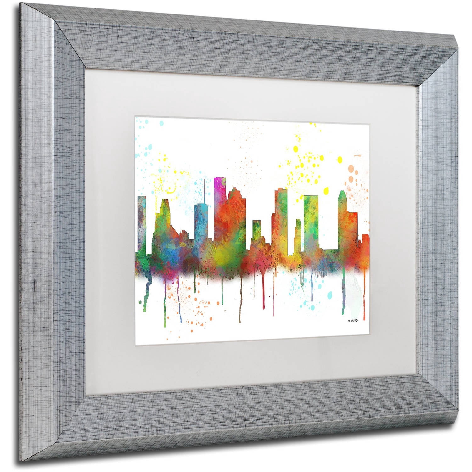 Trademark Fine Art "Houston Texas Skyline Mclr-1" Canvas Art by Marlene Watson, White Matte, Silver Frame