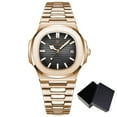 thumbnail image 1 of POEDAGAR Montres-Bracelets d'Affaires Étanches Lumineuses Date Acier Inoxydable Quartz Carré Montre Homme, 1 of 4