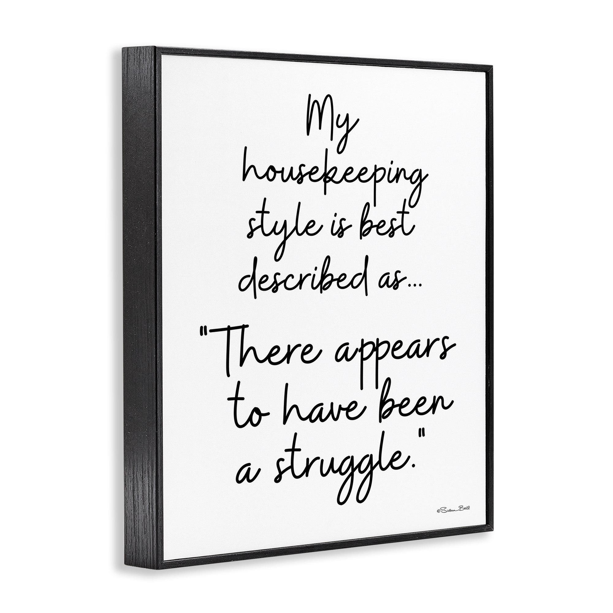 Stupell Industries Funny Housekeeping Struggle Novelty Painting Black Framed Art Print Wall Art, 11 x 14