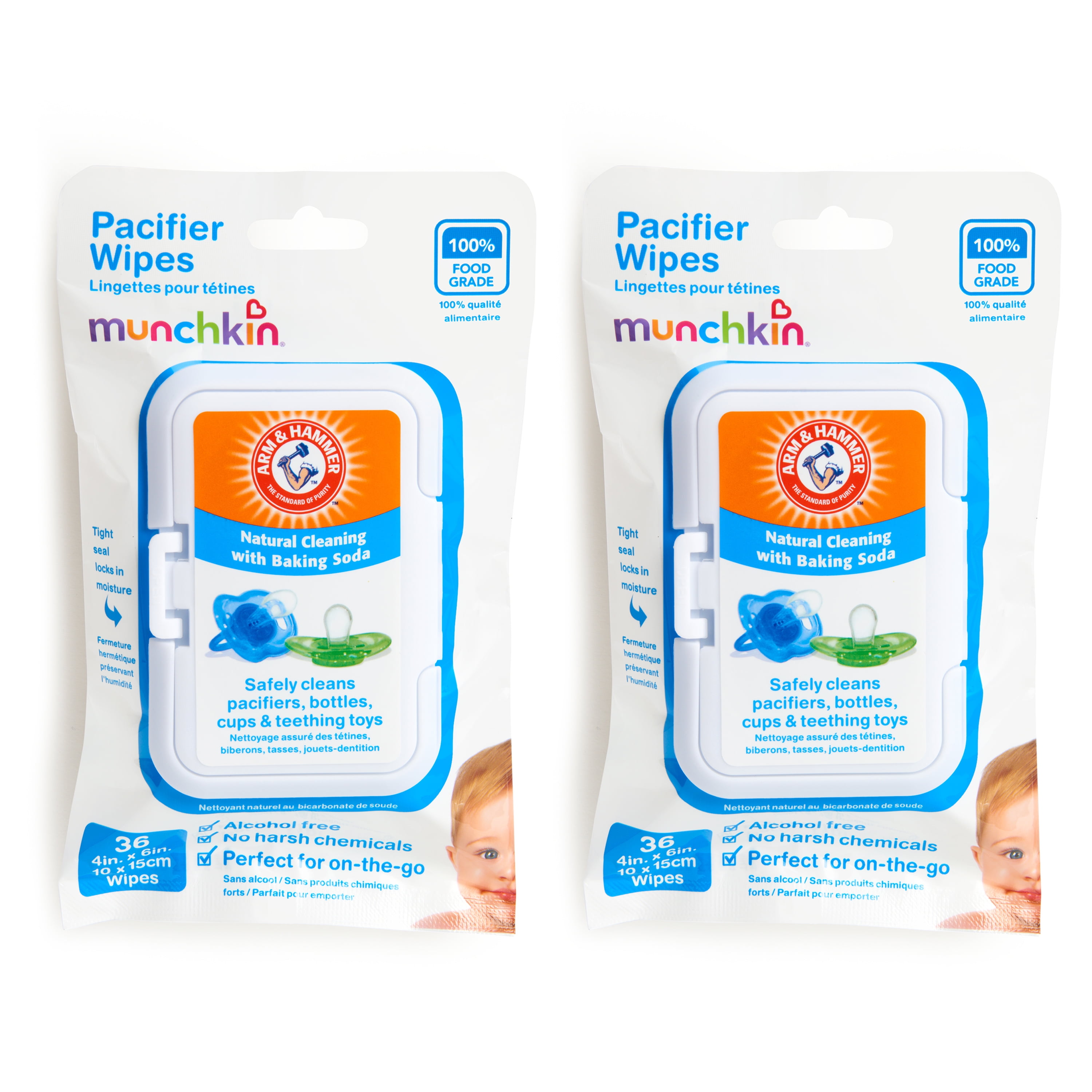 Munchkin Arm and Hammer Pacifier Wipes, 2 Pack