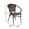 thumbnail image 5 of Merrick Lane Set of Two Stacking Thonet French Bistro Style Chair with Arms, Black & White PE Rattan Seat, and Bamboo Metal Frame for Indoor/Outdoor Use, 5 of 15