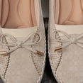 thumbnail image 5 of Lightweight Suede Loafers for Women Bowknot Slip On Dressy Flats Shoes Wide Toe Box Non Slip Walking Shoes Beige Size 7, 5 of 9