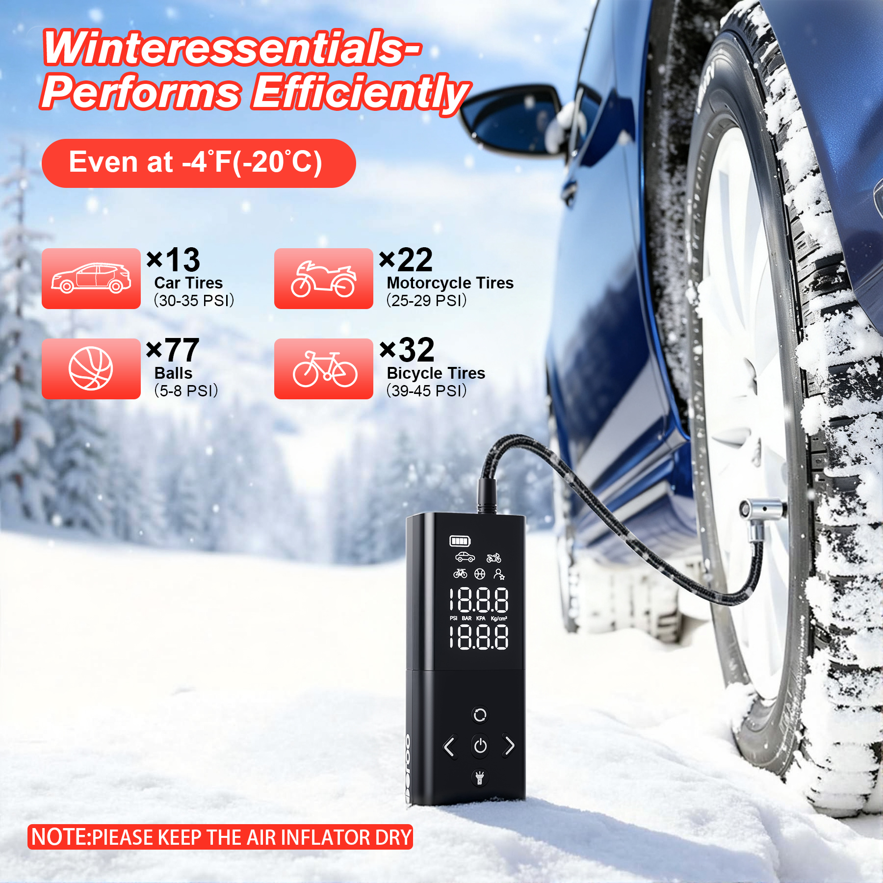 Gooloo AP150 Cordless Tire Inflator, 150 PSI photo 2