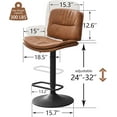 thumbnail image 3 of FIRAVOE Bar Stools with Back Sets of 2, Adjustable Swivel Counter Height Bar Stools (Double-Layer Upholstered), Modern PU Leather Bar Chair for Kitchen Island, Brown, 3 of 8