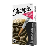 Sharpie® Metallic Permanent Markers, Fine Point, Gold Ink, Pack Of 12