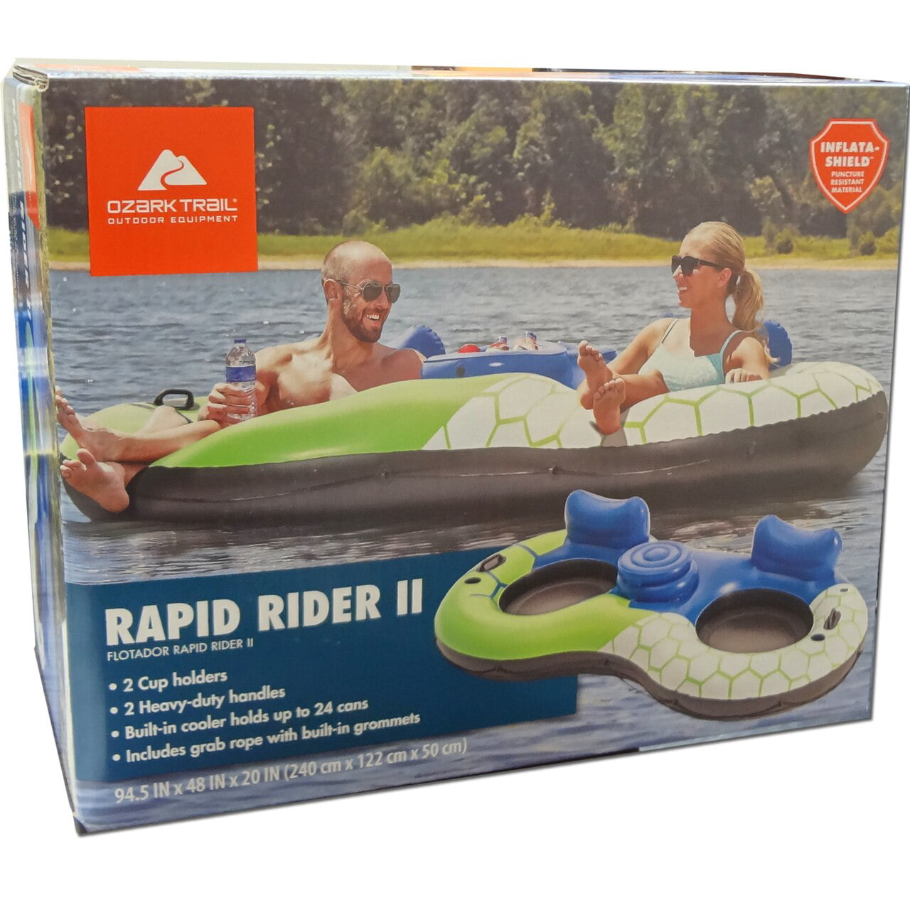 Details about   Ozark Trail Rapid Rider 2 Inflatable Tube 2 Person 24 can drink cooler & extras 