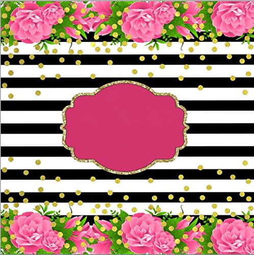 Black and White Striped Purple Flower Personalized Photo Backdrop