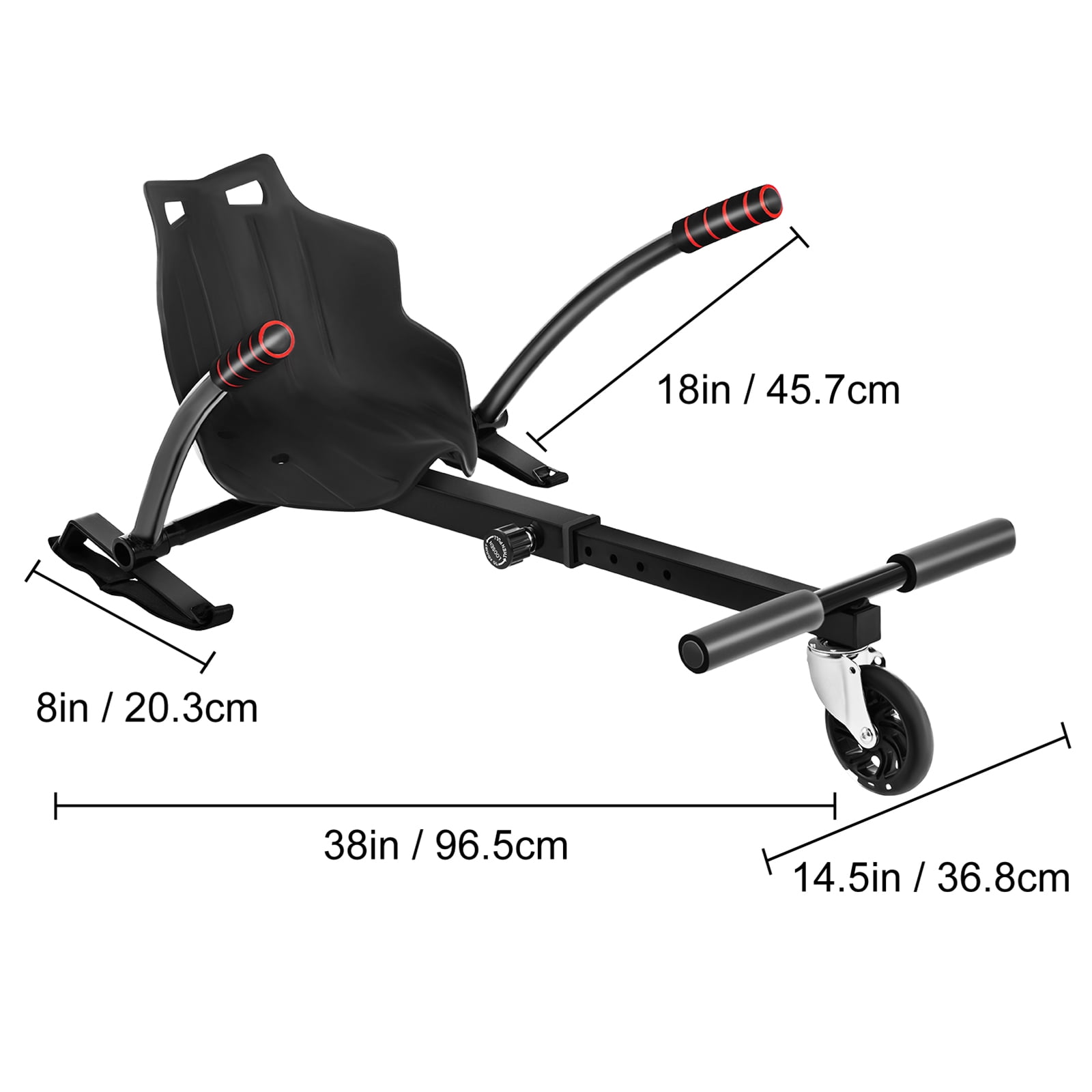 KFFKFF Hoverkart Seat Kit for 6.5'' 8'' 10'' Balance Scooters, Convertible Go-Kart with LED Lights for Children and Adults, Black, with Adjustable Frame