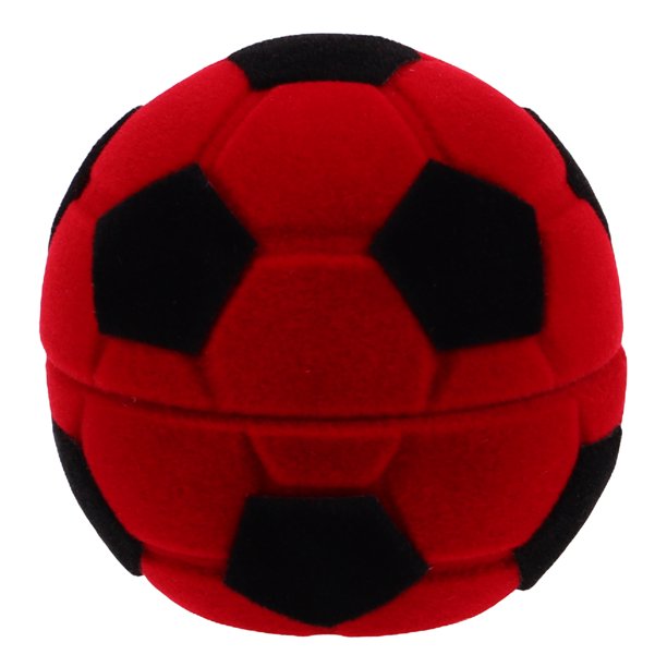 Caja para anillos de boda con forma de balón de fútbol, de terciopelo, ideal para compromisos, ceremonias de propuesta, bodas u ocasiones especiales