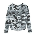 thumbnail image 2 of OVBMPZD Lightweight Girls Kids Undershirts Long Sleeve Gray Camo Crewneck Curvy Hem Soft Tunic Blouses Girls Tops Size 11 Years, 2 of 6