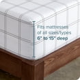 thumbnail image 4 of Bare Home Luxury 1800 Collection Fitted Sheet, Ultra-Soft, Deep Pocket, Queen, Modern Plaid - White/Gray, 4 of 6