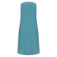 thumbnail image 4 of Itsame Womens Casual Dresses Solid Color Round Neck Cotton Thin Dress Blue Size S, 4 of 5