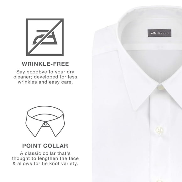 Van Heusen Men's Dress Shirt Fitted Poplin Solid