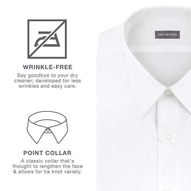 Van Heusen Men's Dress Shirt Fitted Poplin Solid