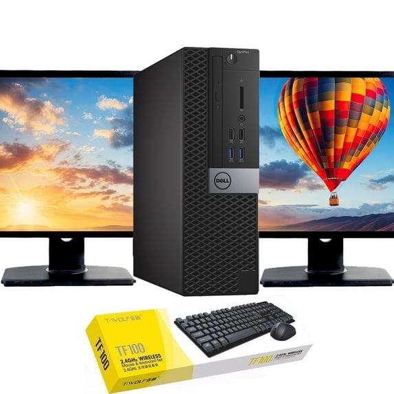 Restored Dell OptiPlex Desktop Computer | Intel Core i5 6th gen | 16GB RAM | 1TB HDD | Windows 10 | Dual 22" LCD (Refurbished)