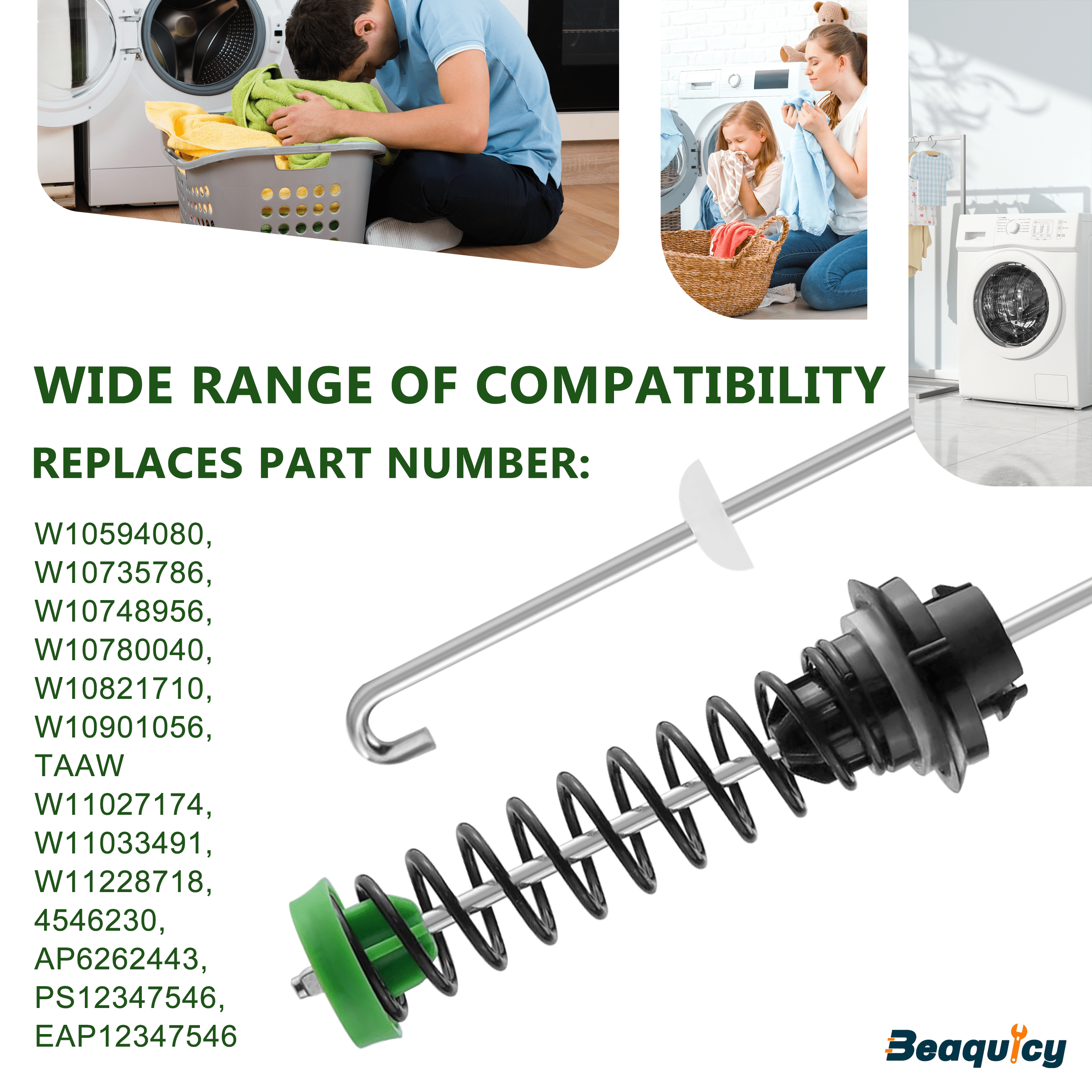 Beaquicy W11130362 Washer Suspension Rods Kit Fit for W10594080 Washing Machine