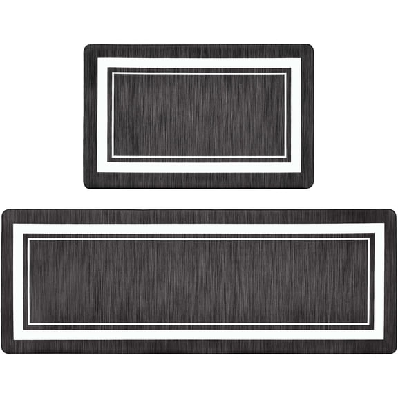 Anti Fatigue Kitchen Mat Set of 2, Kitchen Floor Mat, Cushioned Kitchen Rug, Non Slip Comfort Kitchen Standing Mat for Kitchen Floor, Black Star Tile, 17.3"x27.6" 17.3"x47.2"