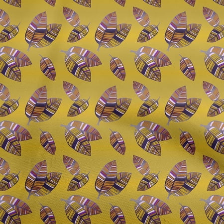 oneOone Cotton Cambric Yellow Fabric Leaves Sewing Fabric By The Yard Printed Diy Clothing Sewing Supplies 56 Inch Wide-aA