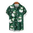 thumbnail image 4 of SERTG Men's Christmas Print Short Sleeve Shirt Lapel Collar Button Front Resort Casual Hawaiian Shirt Men Christmas Gifts Tops(Green,XL), 4 of 6
