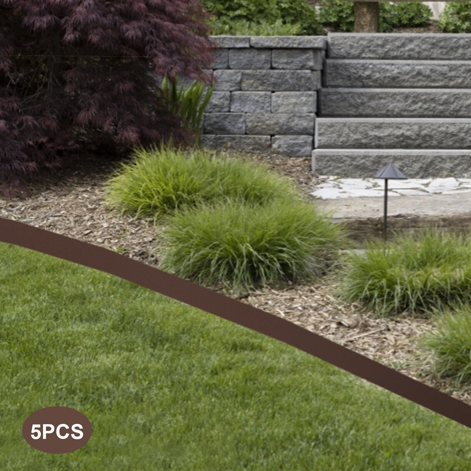 Miumaeov 5* Landscape Edging 39 in. Bendable Metal Lawn Barrier Garden Border Edge Brown
