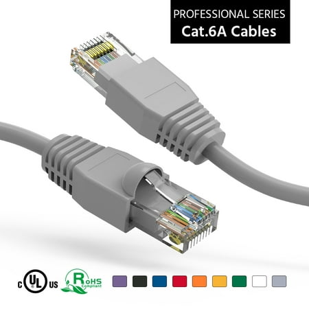

ACCL 6Ft Cat6A UTP Ethernet Network Booted Cable Gray 10 Pack