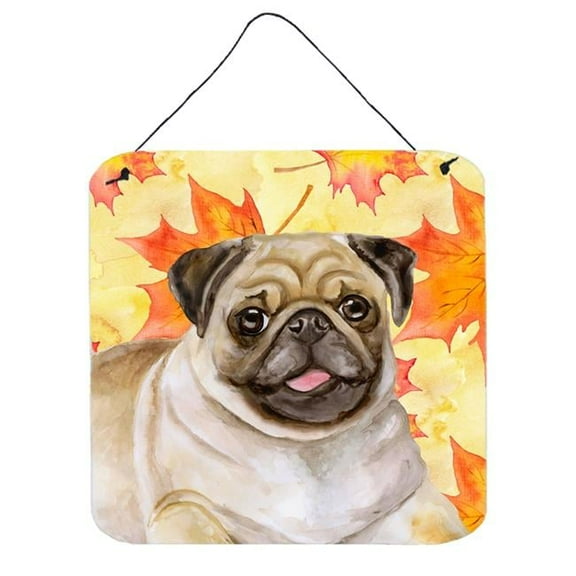 Fawn Pug Fall Wall or Door Hanging Prints, 6 x 6 in.
