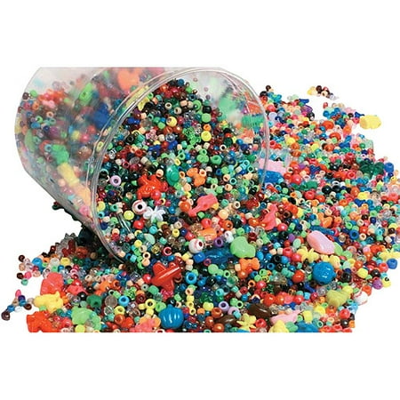 School Smart Plastic Bead, Assorted Size, Assorted Color, 3 lb Bucket, Pack of 3000