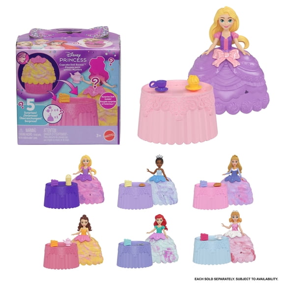 Disney Princess Cupcake Small Doll Reveal with 5 Surprises Including Doll & 2 Accessories